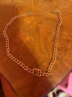 Water resistant gold chain CC necklace